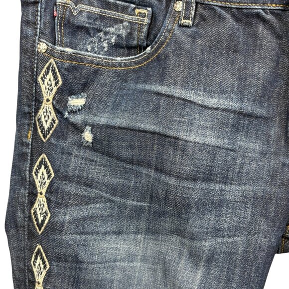 Vigoss Womens The Jagger Skinny Stretch Denim Distressed Embroidered Size 32x31 - Picture 6 of 13